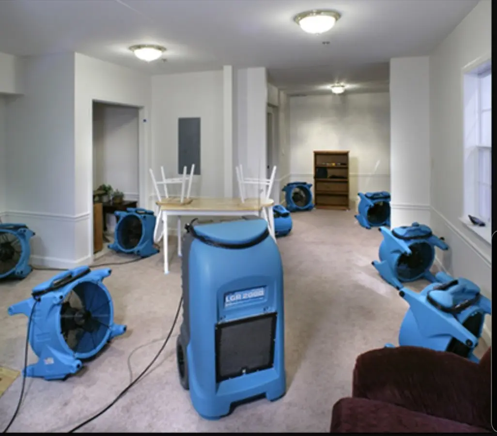 Air movers and dehumidifier setup for Water Damage Restoration in Clarinda