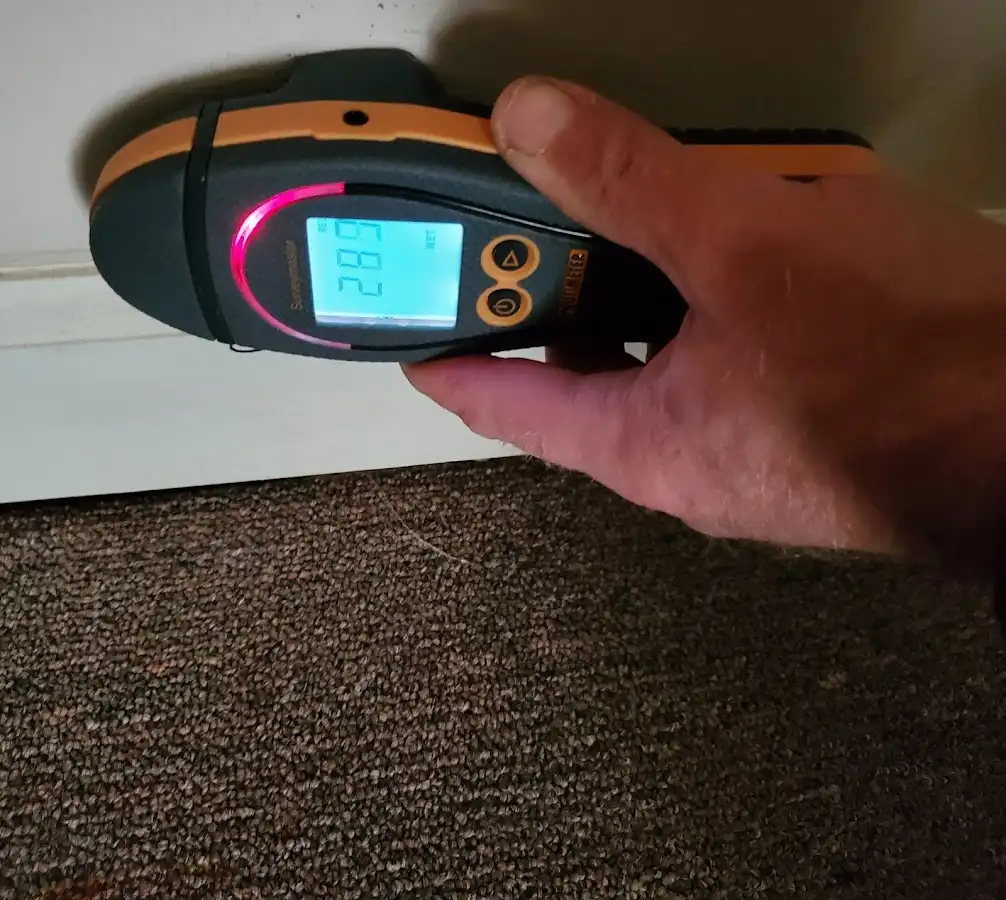 Moisture detection at baseboard during Sewage Cleanup & Sanitation in Clarinda